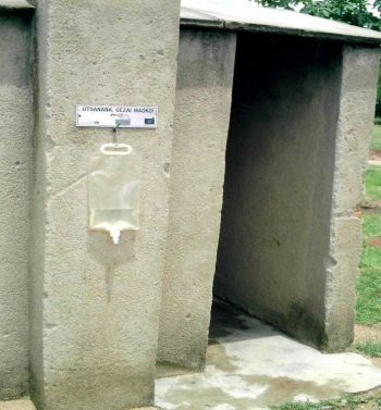 Low Flow Water Dispenser Outside Latrine