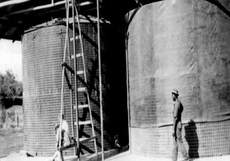 Early grain silo lining project, Kenya, 1969